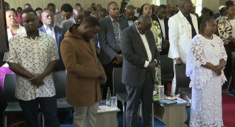 Embattled Gachagua, family hold church service at Karen residence